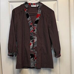 Millennium Black and Red Patterned Blouse M